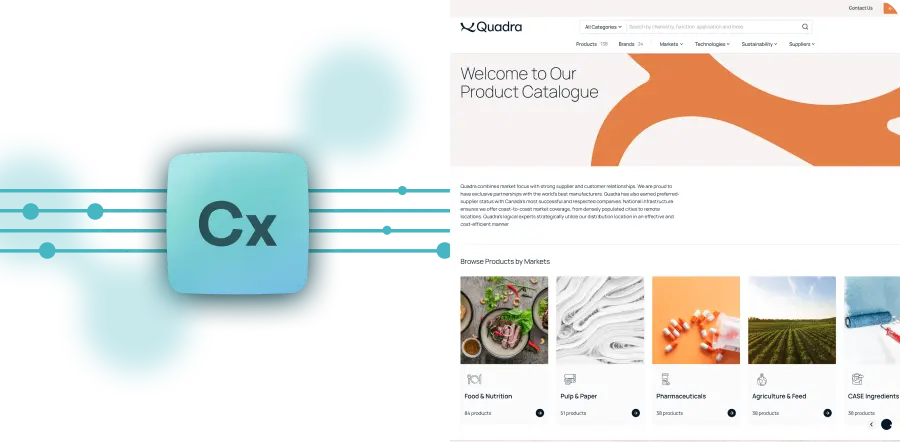 Thumbnail showing the Knowde Customer Experience Platform logo connecting the Quadra's CXP instance on their website